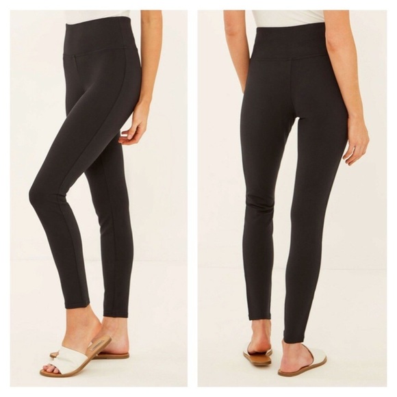 Three Dots Hi Rise Ponte Pant Black Large NWT $128 - Picture 2 of 8